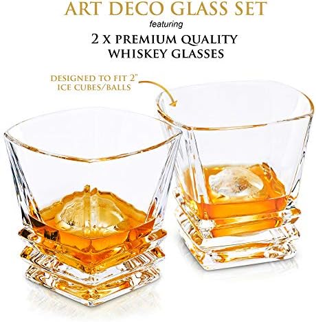ADAMI 2'li Set Kurşunsuz Kristal Viski Bardağı Yapar. erkekler için 10oz Bourbon Cam Seti. Scotch Viski ve Diğer Likörler İçin