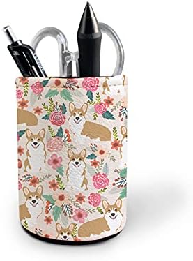 XYZCANDO masa düzenleyici Sevimli Köpek Corgi Çiçek Baskı kalem kalemlik Fırça ve Makas Tutucu Anti Kayma Ped Alt Ev Ofis için