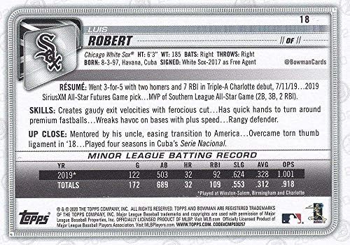 2020 Bowman 18 Luis Robert Chicago White Sox MLB Beyzbol Kartı (RC - Çaylak Kartı) NM-MT