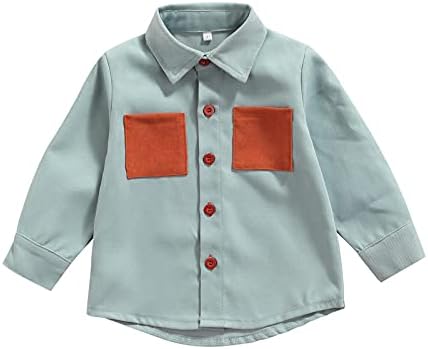 Çocuklar Yürümeye Başlayan Çocuk Giysileri Uzun Kollu Kadife Yaka Düğme Aşağı Gömlek Termal Üst Küçük Erkek Gömlek Sonbahar Ceket