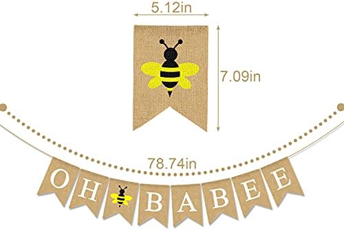 Pudodo Çuval Oh Babee Banner Bumble Bee Temalı Bebek Duş Cinsiyet Reveal 1st Doğum Günü Partisi Kreş Duvar Dekorasyon