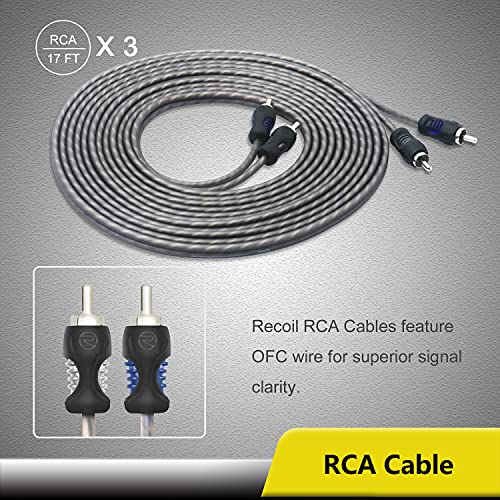 Geri tepme RCK0D Gerçek 0 Ölçer Araç Ses Çift Amplifikatörler CCA Kablolama Kurulum Kitleri ile OFC RCA Kablosu