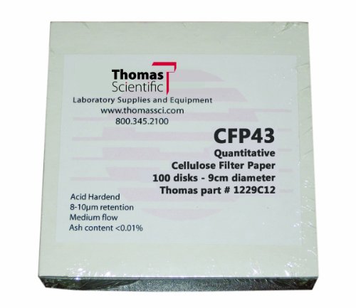 Thomas CFP43-185 Selüloz Kantitatif Filtre Kağıdı, 18,5 cm Çap, 15-17 Mikron, Orta Akış, Sınıf CFP43 (100'lü Paket)