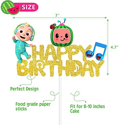 Karikatür Kavun Kek Topper, kavun Kek Dekorasyon Doğum Günü Parti Malzemeleri Çocuklar için 1st 2nd 3rd Doğum Günü, Glitter Bebek
