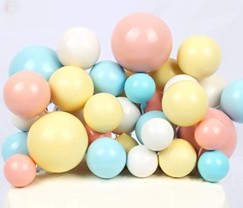 Renkli Top Şekilli Kek Topper Kek Seçtikleri, 16 adet Köpük Topu Inci Topu DIY Kek Ekle Topper Kupası Kek Topper Seti Kürdan