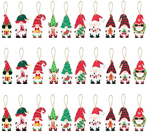 Haooryx 31 Pcs Noel Gnome Asılı Ahşap Süsler, Santa Ahşap El Yapımı Süslemeleri Gnome Elf Festivali Hediye için Noel Ağacı Süslemeleri