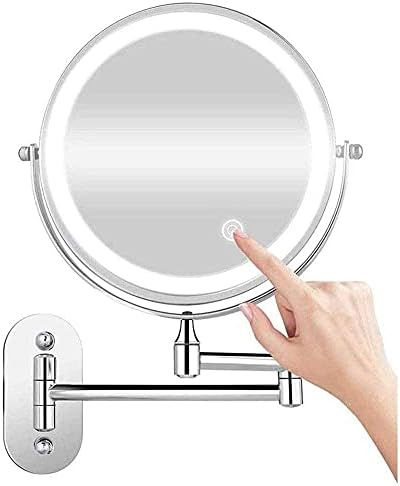 Nhlzj XİAOQİANG Duvara Monte Makyaj Aynası Çift Taraflı 1X / 10X Büyüteç Makyaj Masası Aynası Döner Uzatılabilir Powered