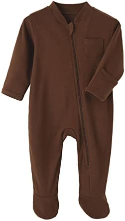JEATHA Unisex Yenidoğan Bebek Tek Parça Bodysuit Uzun Kollu Footie Pijama Uyku ve Oyun Kıyafetler için Erkek Kız