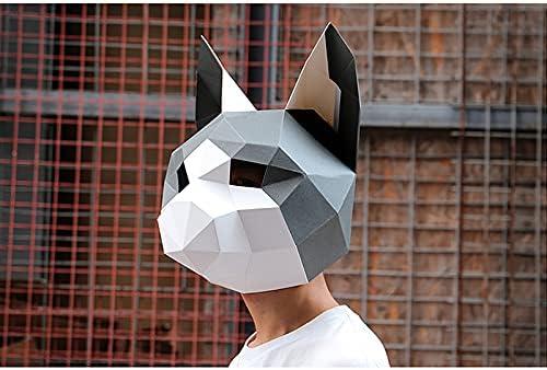 Önceden kesilmiş siyah gri kedi kağıt modeli maskesi, 3D Papercraft sanat Origami DIY el yapımı