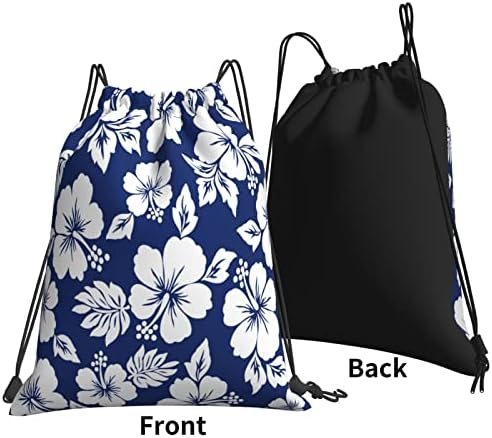 İpli sırt çantası mavi Lacivert ebegümeci desen dize çanta Sackpack spor salonu alışveriş spor Yoga için