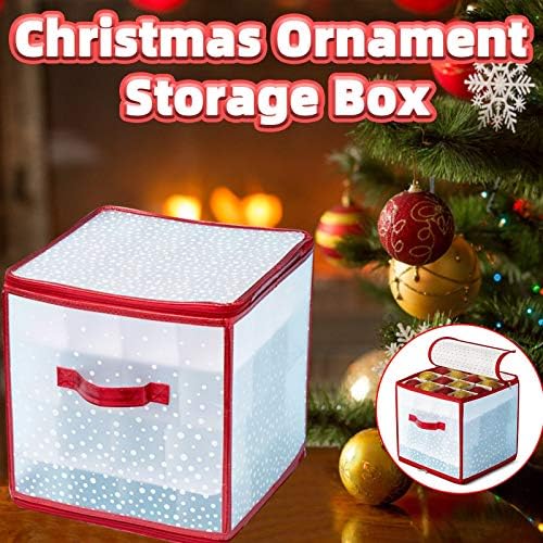 Alueery Noel Süs Saklama kutusu, Fermuar Kapatma ile Çıkarılabilir Kapak, Dayanıklı Oxford Kumaş Noel Ağacı 64 Baubles Saklama