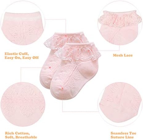 Durio Bebek Kız Çorap Süper Yumuşak Bebek Fırfır Çorap Dantel Çorap Bebek Kız Sevimli Bebek Kız Fırfır Çorap