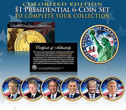 Yaşayan Başkanlar w / Trump Başkanlık Dolar 6-Coin Seti 2 Taraflı Renk