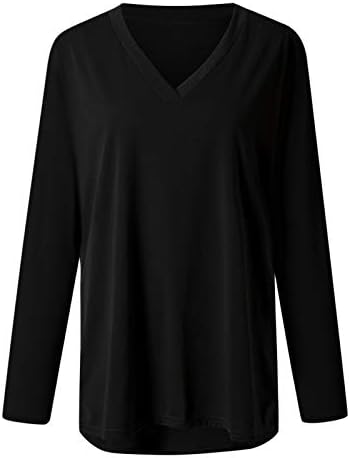 Bayan Dreep V Yaka T Shirt Güz Uzun Kollu Nedensel Tişörtü Seksi Kadınlar için Tops, katı Renk Bez