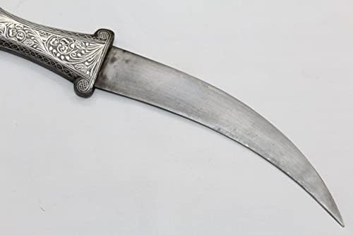 PH Sanatsal El Yapımı Hançer Bıçağı Şam Çelik Bıçak Gümüş Tel Çalışma A 173