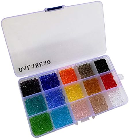 Toptan 4mm Bicone Faceted Kristal Cam Boncuk Takı Yapımı için, DIY Craft Boncuk Kolye için 15 Renkler Mix Lot kutusunda (Toplam