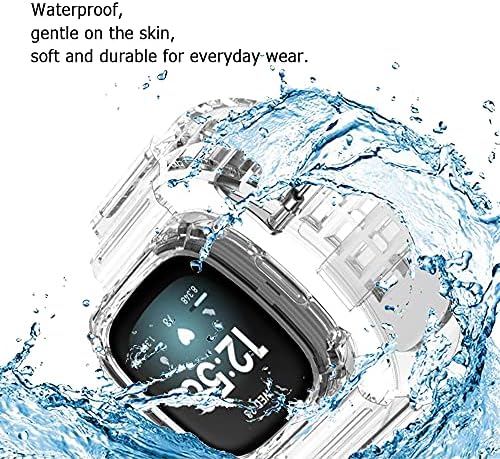 Fitbit için versa 3 / Sense Watch Band Silikon TPU Kayış İle Çerçeve Tampon Durumda, XİNDONA Klasik Yedek Yumuşak Spor Kılıf