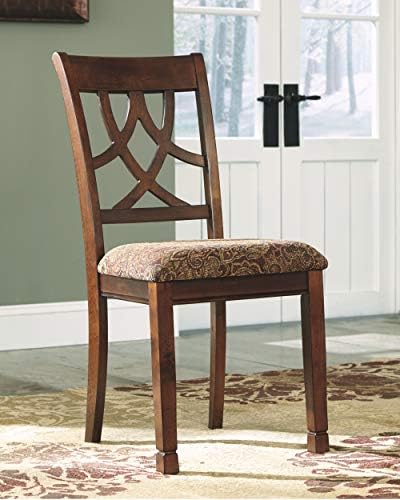 Ashley Mobilya İmza Tasarım-Leahlyn Yemek Döşemeli Yan Sandalye-Deldi Splat Geri - 2 Set-Orta Kahverengi