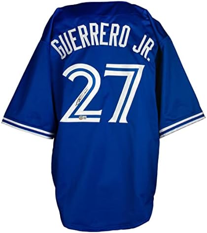 Vladimir Guerrero Jr. Mavi Özel Beyzbol Forması BAS ıtp'yi İmzaladı