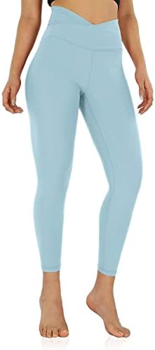Yoga Tayt Kadınlar için Cepler ile Yüksek Belli Karın Kontrol Çapraz Bel Koşu Tayt Egzersiz 7/8 Uzunluk Pantolon