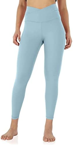 Yoga Tayt Kadınlar için Çapraz Bel Cepler ile Yüksek Belli Karın Kontrol Koşu Tayt 7/8 Uzunluk egzersiz pantolonları