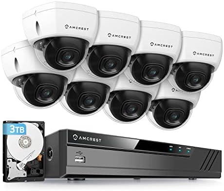 Amcrest 4K Güvenlik Kamera Sistemi, 4K 16CH (8 Bağlantı Noktalı) PoE NVR, (8) x 8 Megapiksel IP67 Hava Koşullarına Dayanıklı
