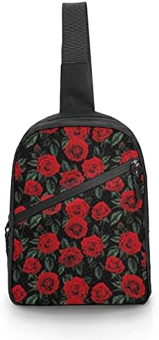 Vintage Kırmızı Gül Çiçek tek kollu çanta Crossbody Omuz Seyahat Göğüs Sırt Çantası Katlanır Sırt Çantası Spor Alışveriş Yürüyüş
