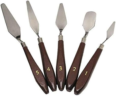 5 ADET Set paslanmaz palet bıçağı Kazıyıcı Spatula sanatçı Yağlıboya çizim aksesuarları bıçaklar için