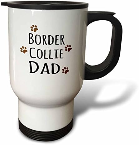 3dRose Border Collie Köpek Baba Doggie Cins tarafından Kahverengi Çamurlu Pençe Baskılar Aşk Doggy Lover Pet Sahibi Seyahat Kupa,