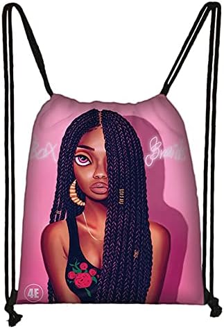 Sevimli Afro Kahverengi Kız İpli Çanta Kadın Seyahat Çantası Amerikan Afrika Kadın Nedensel Sırt Çantası Moda saklama çantası,
