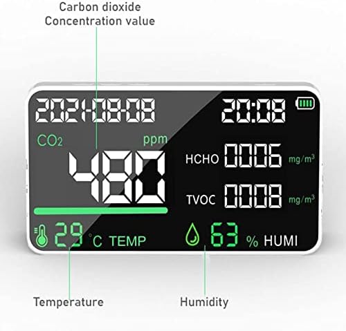 xıaolajıao Hava Kalitesi Nem Ölçer, akıllı Hava Kalitesi Sensörü Kapalı hava monitörü Sıcaklık ve Nem Ölçer CO2 Alarm Ölçer