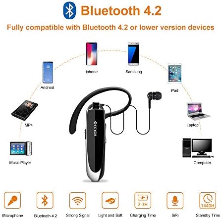 FEYCH Bluetooth Kulaklık Bluetooth Kulaklık ile 24 Saat Konuşma Süresi Gürültü Iptal Mikrofon Kablosuz Kulaklık Eller Serbest
