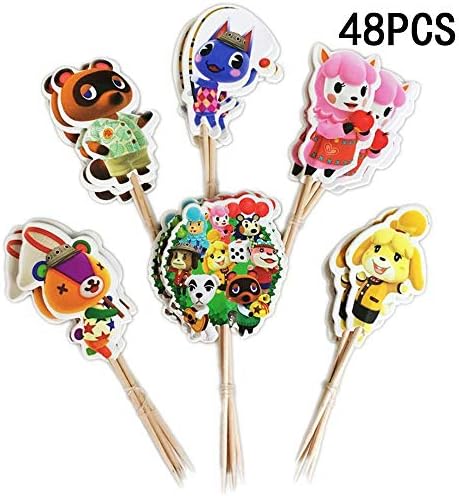 Popüler Oyun Hayvan Geçişi Cupcake Toppers Parti Malzemeleri, oyun Parti Cupcake Mini Kek Süslemeleri çocuk Doğum Günü Partisi