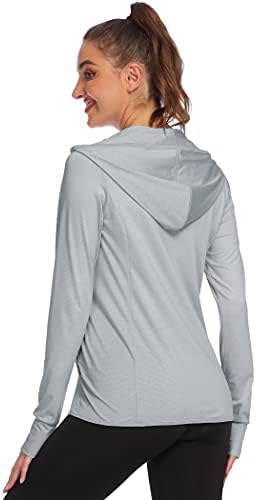 COOrun kadın UPF 50 + Güneş Koruma Hoodie Ceket Uzun Kollu Kapşonlu Güneş Gömlek Açık Performans ıle Cepler