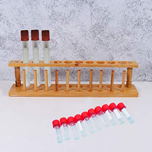 Hemobllo Ahşap test tüpü tutucu standı Labs test boru Tutucu ile Kurutma Pimleri için Laboratuvar Malzemeleri (10 Delik)
