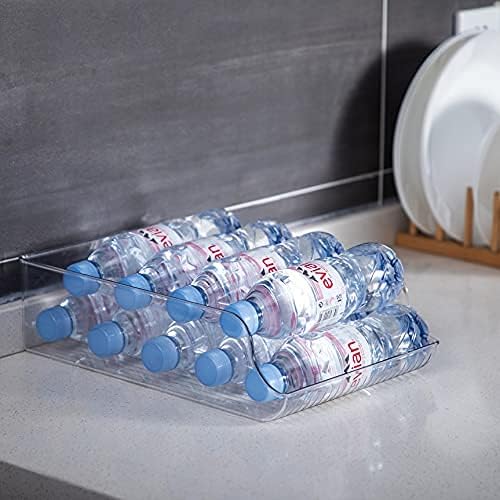 JINAMART (2 Set) Geniş Plastik Mutfak Su Şişesi Depolama Organizatör Tepsi Raf Tutucu ve organizatör için Buzdolapları, Dondurucular,