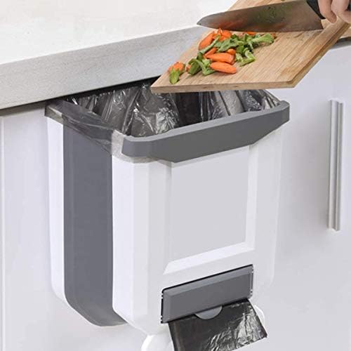HUAPPNIO Mutfak çöp tenekesi Plastik Katlanabilir 2 Galon Duvara Monte Dolap Kapı Asılı çöp kutusu Beyaz