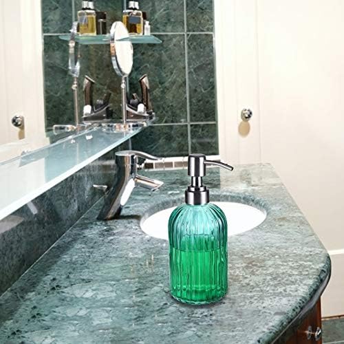 Cam Sabunluk el sabunluklar için Banyo Mutfak 14 Oz Losyon Dağıtıcılar ile 304 Pas Geçirmez Paslanmaz Çelik Pompa Turkuaz