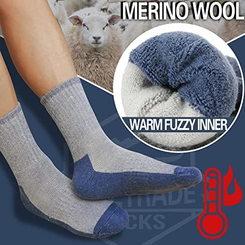ProEtrade Erkek Merinos Yünü yürüyüş çorapları Termal Sıcak Kış Ekip Kalın Yastık Çizme Iş Hediye Çorap 4 Pairs