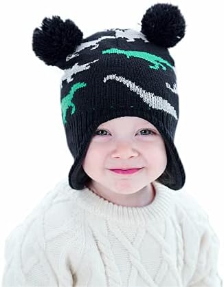 Toddlers Bebek Kız ve Erkek Tığ Kış Kulaklığı Pilot Şapka Bere Kap Kış Sıcak Örgü Kapaklar için Güz Kış