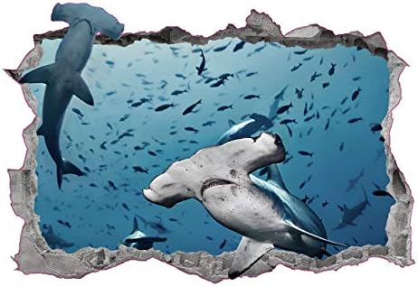 Hammerhead Köpekbalığı Duvar Çıkartması Sanat Çökerttiğini 3D Grafik Okyanus Hayvan Duvar Sticker Duvar Posteri Çocuk Odası Dekor