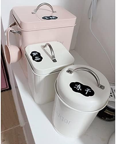 YXDO Gıda saklama kapları çamaşır deterjanı Toz Depolama Teneke Kutu Kare Metal Pirinç Unu Gıda Mutfak Depolama Teneke Kutu Kepçe