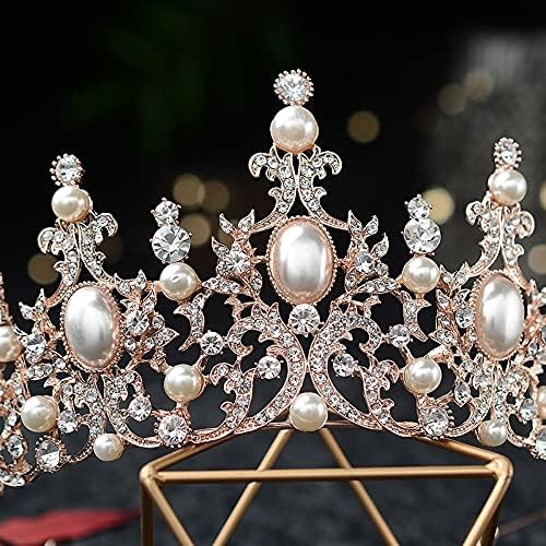JIAQ Barok Lüks Gümüş Kaplama Kristal Inci Gelin Taç Tiaras Rhinestone Pageant Diadem Bantlar Düğün Saç Aksesuarları Hediye (Metal