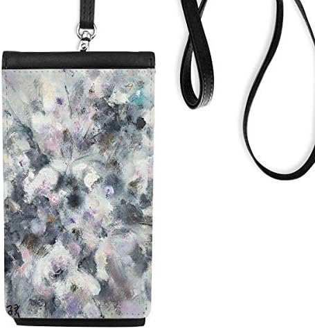 Kış Yağlıboya Sanat Natürmort Çiçek Telefon Cüzdan çanta Asılı Cep Kılıfı Siyah Cep