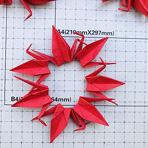150 Adet 7 cm Premade Kırmızı Origami Kağıt Vinçler Katlanmış Origami Kuşlar DIY Asılı Kağıt Çelenk Düğün Parti Süslemeleri Doğum