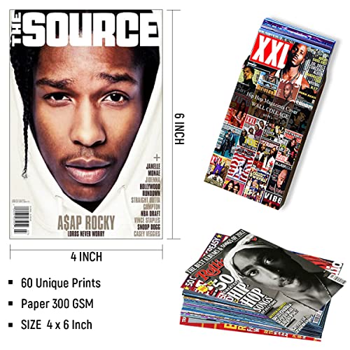 60 Pcs Baskı Hip Hop / Rap Duvar Kolaj Kiti / Müzik Posterler için Odası Estetik / Benzersiz Retro Dergiler Albüm Kapakları Baskılı