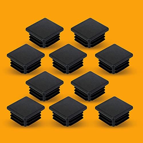 Prescott Plastics 1.5 İnç Kare Plastik Fiş Ekleme (20 Paket), Metal Boru için Siyah Uç Kapağı, Çit, Boru Direği, Sandalyeler