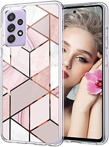 Galaxy A52 samsung kılıfı Galaxy A52 5G telefon kılıfı için Kadın Mermer Izgara Tasarımı, şeffaf Silikon Tampon Anti-Sararma