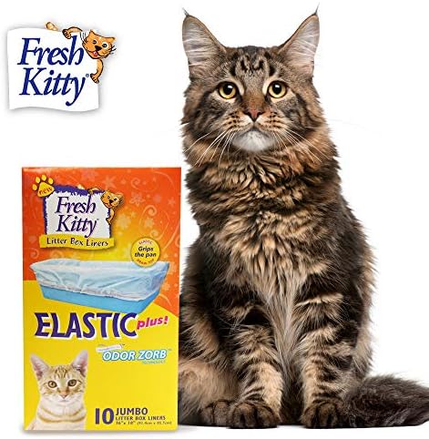 Taze Kitty Dayanıklı, Kolay Temiz Up Elastik Jumbo Kokulu Koku Zorb Çöp Pan Kutusu Gömlekleri, Pet Kediler için Çanta, 10 ct