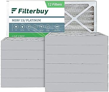 Filterbuy 17x22x4 Hava Filtresi MERV 13, Pileli HVAC AC Fırın Filtreleri (12'li Paket, Platin)